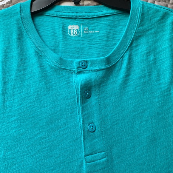 Route 66 Green Henley T-Shirt - Picture 1 of 6